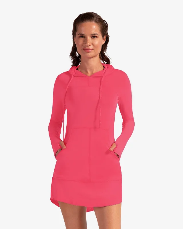 BloqUV: Women's UPF 50 Hoodie Dress (2009) - Watermelon Hoodie with Longline Fit Extended Stylish BloqUV: Women's UPF 50 Hoodie Dress (2009) - Watermelon Hoodie with Longline Fit Extended Stylish
