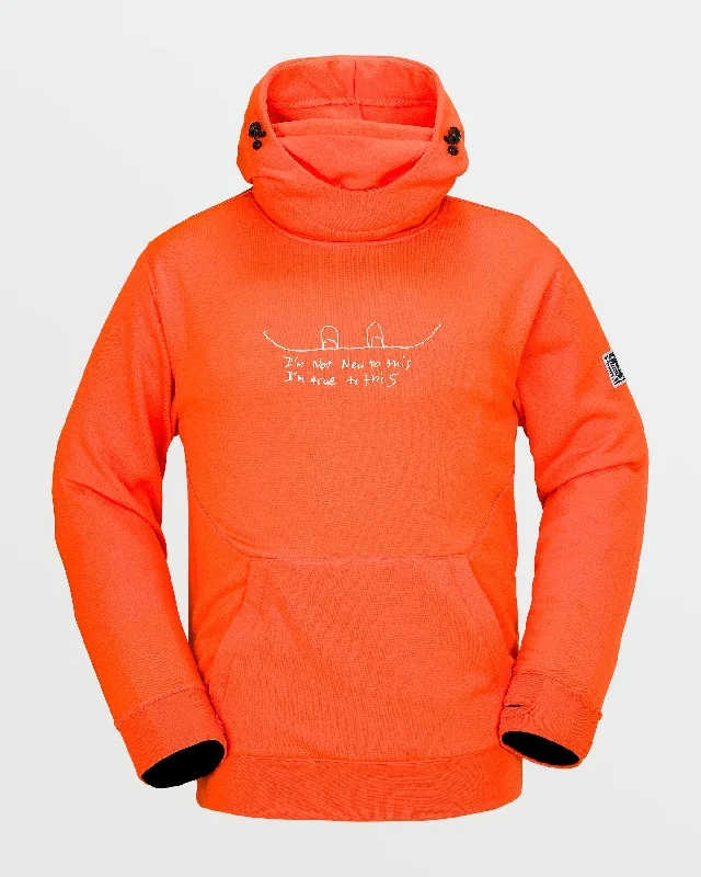 Mens Hydro Riding Hoodie - Flame Red Hoodie with Exposed Zipper Edgy Industrial