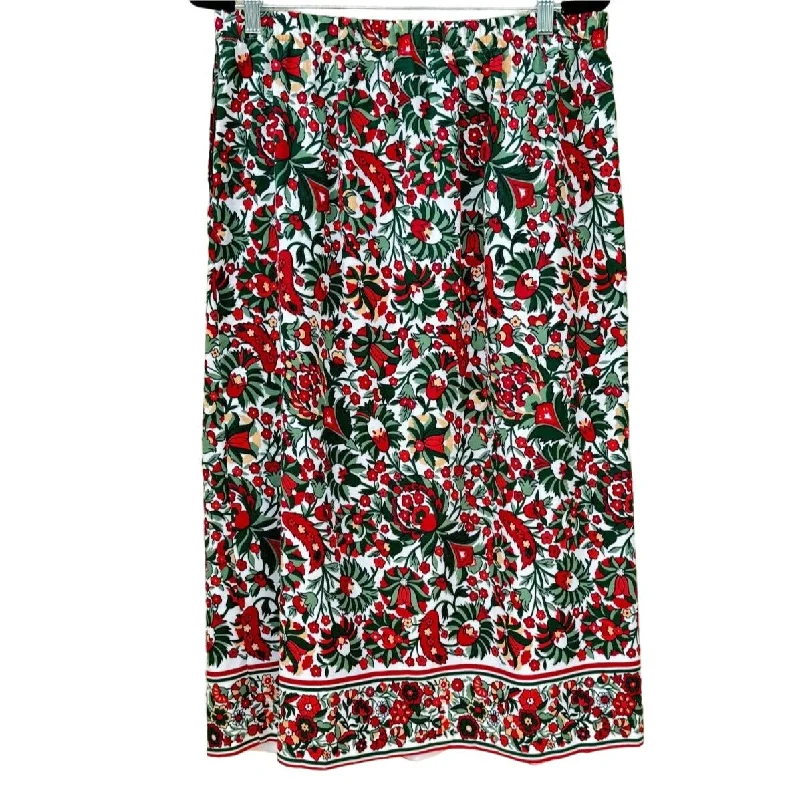 Lucia Vintage Pleated Waist Full Floral Prairie Boho Cottage Midi Skirt - 14 spandex blend skirt