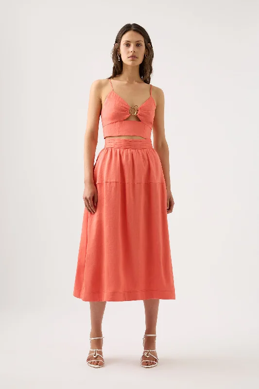 Shelly Flare Tuck Midi Skirt lace skirt intricate