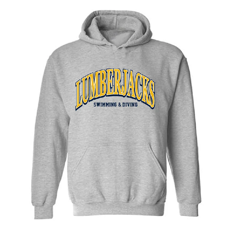 Northern Arizona - NCAA Women's Swimming & Diving : Kaci Kelaher - Classic Shersey Hooded Sweatshirt Hoodie with Frayed Bohemian Relaxed Northern Arizona - NCAA Women's Swimming & Diving : Kaci Kelaher - Classic Shersey Hooded Sweatshirt Hoodie with Frayed Bohemian Relaxed