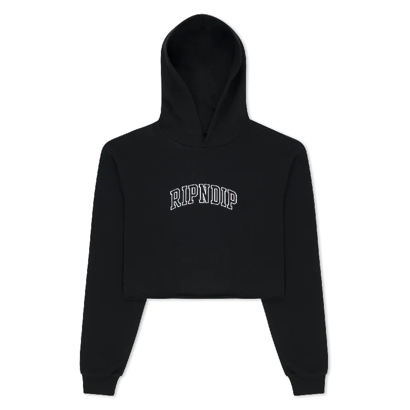 Team Spirit Cropped Hoodie (Black) Hoodie with High Neck Warm Protective