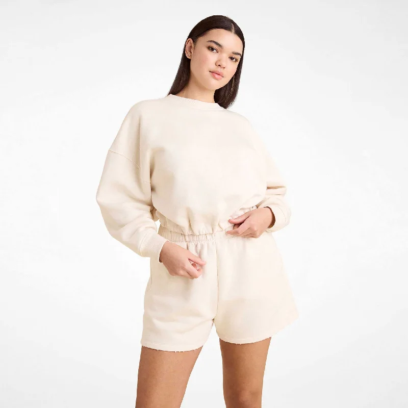 Vintage Fleece Cinch Waist Sweatshirt | Heather Bone Hoodie with Sequins Glamorous Eye-catching Vintage Fleece Cinch Waist Sweatshirt | Heather Bone Hoodie with Sequins Glamorous Eye-catching