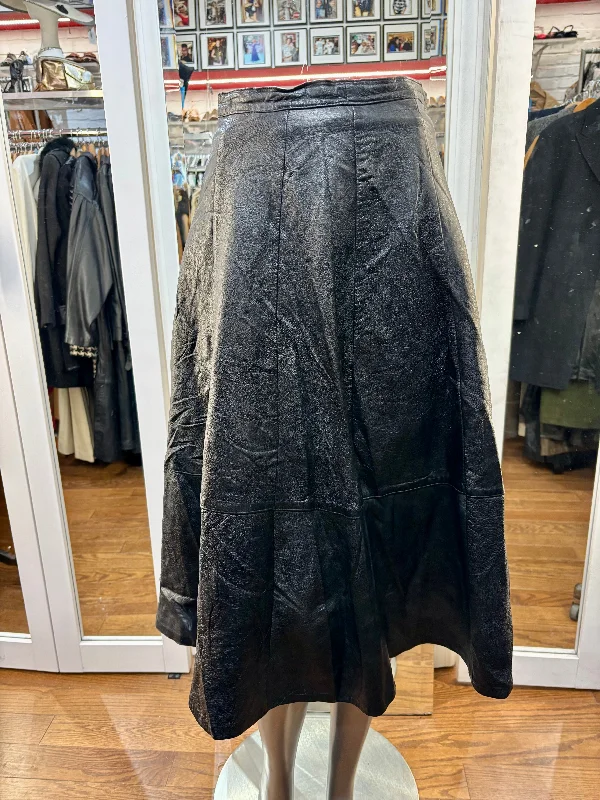 80’s Black Leather Full Skirt velvet skirt plush