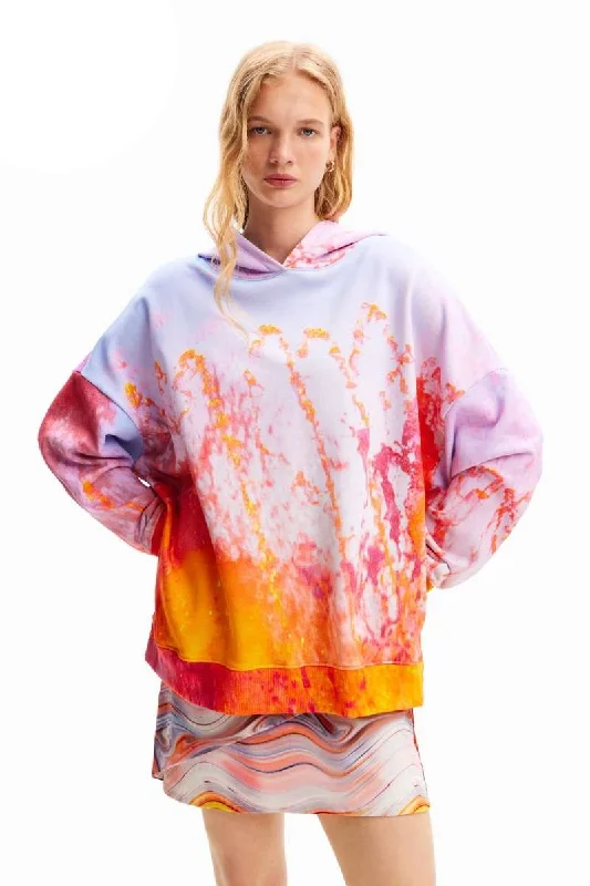 Photographic Hoodie in Orange 24SWSK597002 by Desigual Hoodie with Toggle Buttons Decorative Unique