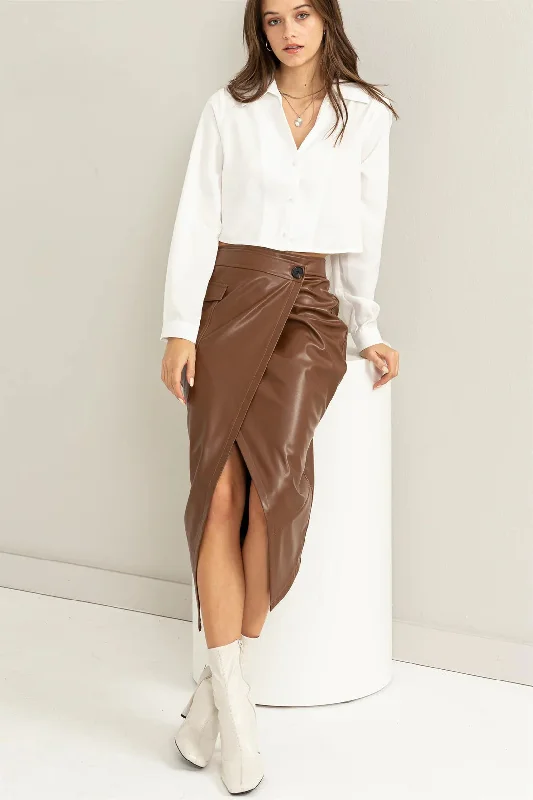 Love Vibes High-Waisted Wrap Midi Skirt linen skirt natural