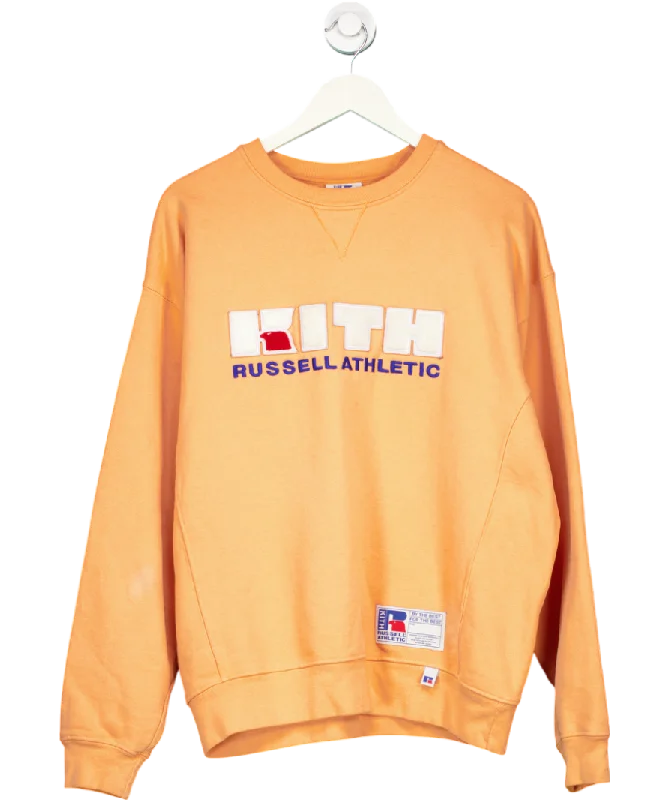 Kith x Russell Athletic Orange Varsity Logo Crewneck Sweatshirt UK S Hoodie Dress Longline Feminine Kith x Russell Athletic Orange Varsity Logo Crewneck Sweatshirt UK S Hoodie Dress Longline Feminine
