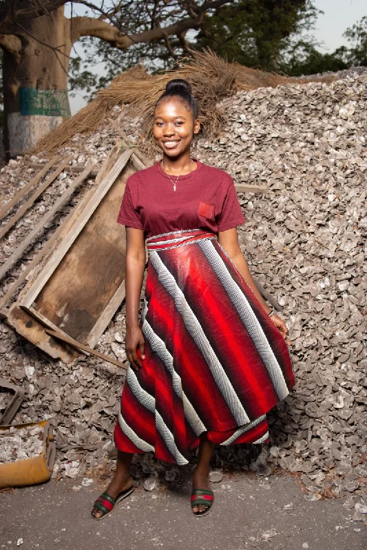 African Maxi Skirt In Red velvet skirt luxury