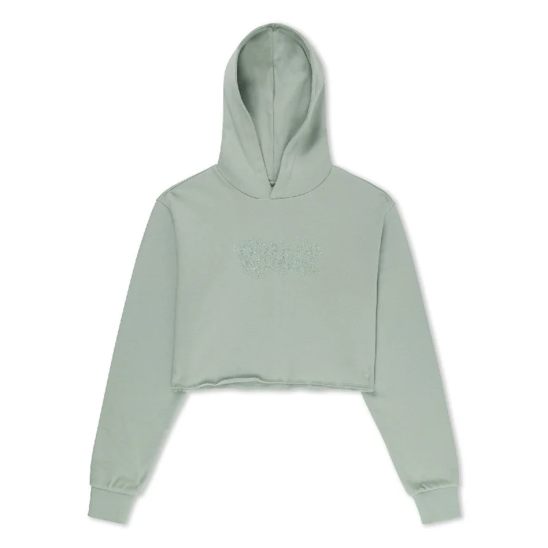 Angels Cropped Hoodie (Sage Grey) Hoodie with Full-Zip Functional Layering