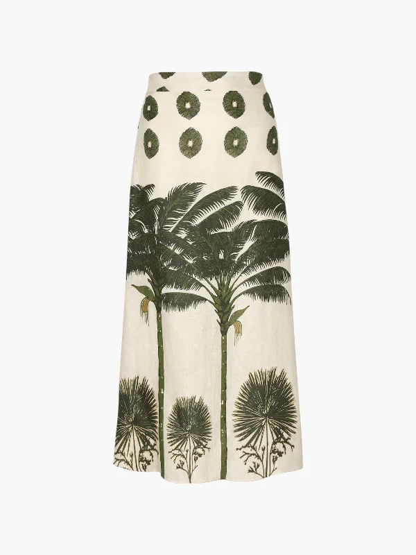 Beatrice Linen Midi Skirt | Cream Palms leather skirt sleek