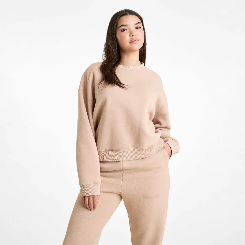 Classic Crewneck Sweatshirt | Sand Hoodie with Camouflage Military Edgy