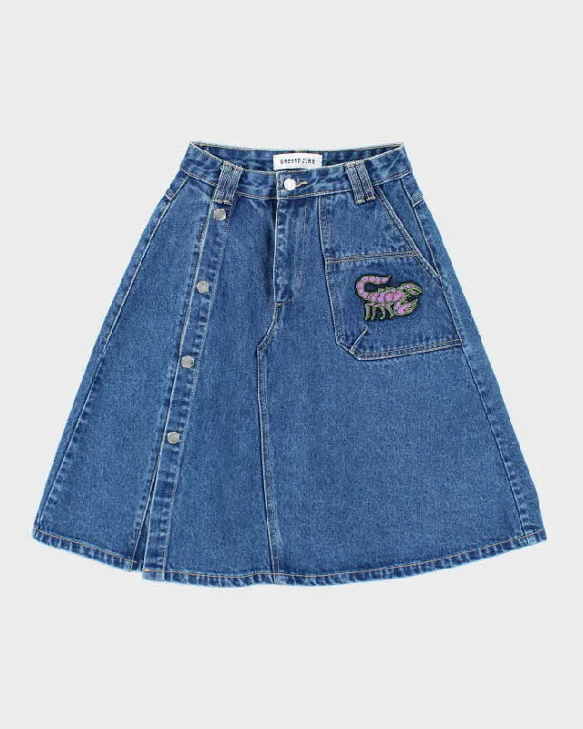Vintage Y2K Heavyweight Denim Skirt - S elastic waist skirt
