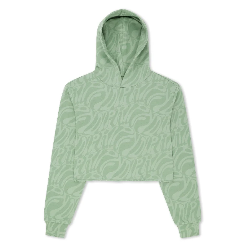 Wilshire Cropped Hoodie (Pine) Hoodie with Distressed Vintage Worn