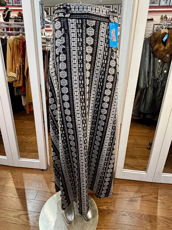 00’s Gray & Black Printed Maxi Revival Skirt lace skirt feminine