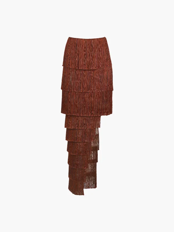 Mocca Fringe Skirt relaxed fit skirt