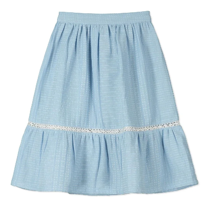 Santorini Stitched Blue & White Cotton Skirt corduroy skirt textured