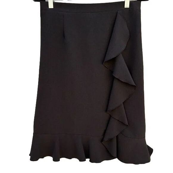 Anthony Richards Vintage 70s 80s Ruffle Hem Side Women's Knee Length Skirt - 8P pencil skirt chic