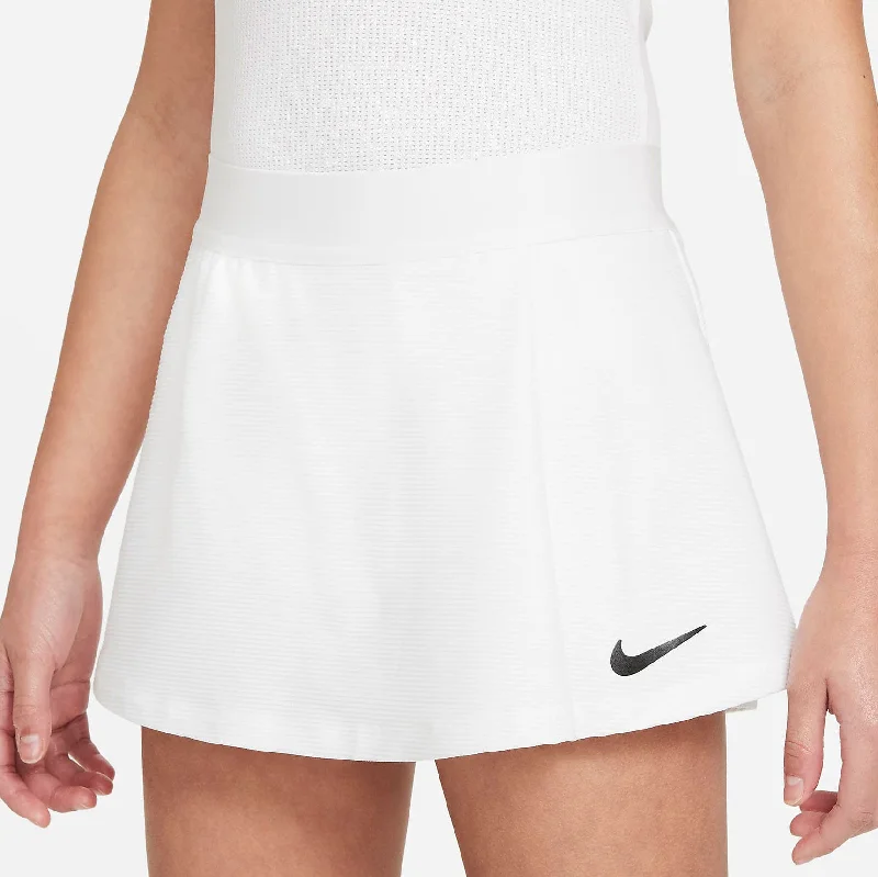 Nike Girls' Dri-FIT Victory Flouncy Skirt (White/Black) high slit skirt