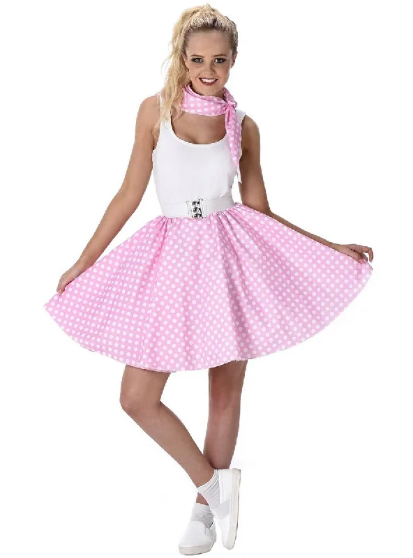 Polka Dot Light Pink 1950s Poodle Skirt Womens Costume cashmere skirt plush