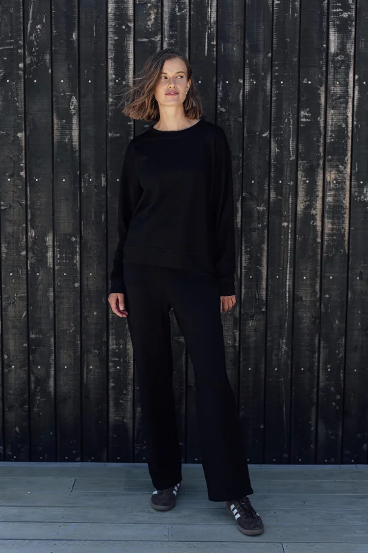 The Merino Sweatshirt- Black Hoodie with Metallic Shiny Futuristic