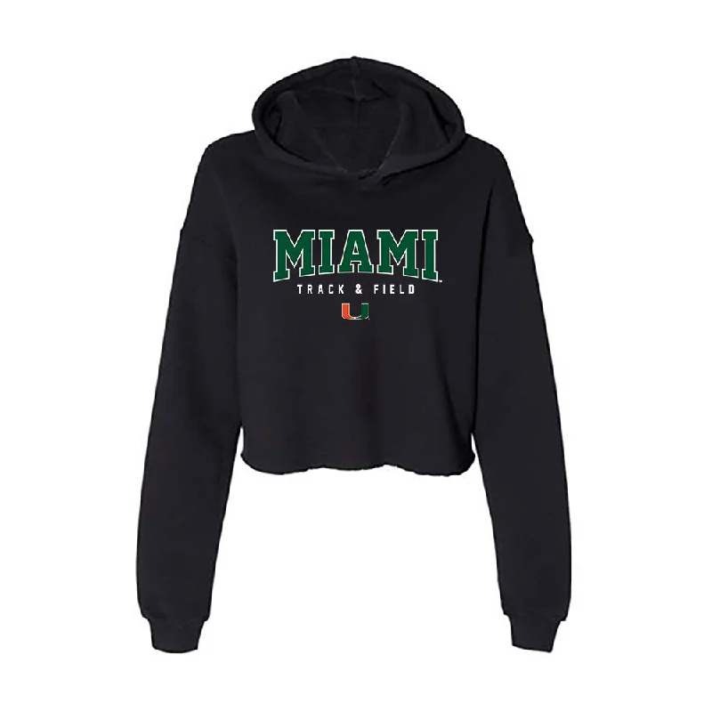 Miami - NCAA Women's Track & Field : Brittney Jennings - Women's Crop Fleece Hoodie Hoodie with Velcro Closure Adjustable Secure