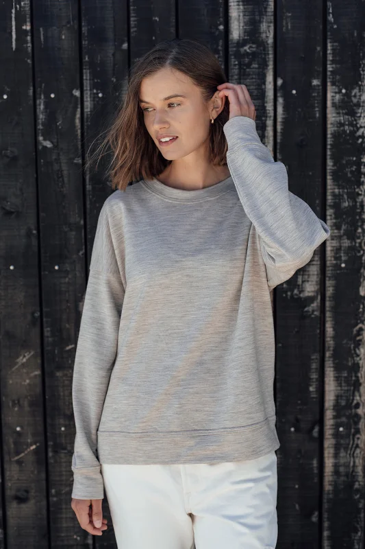 The Merino Sweatshirt - Oatmeal Hoodie with Neon Bright Vibrant
