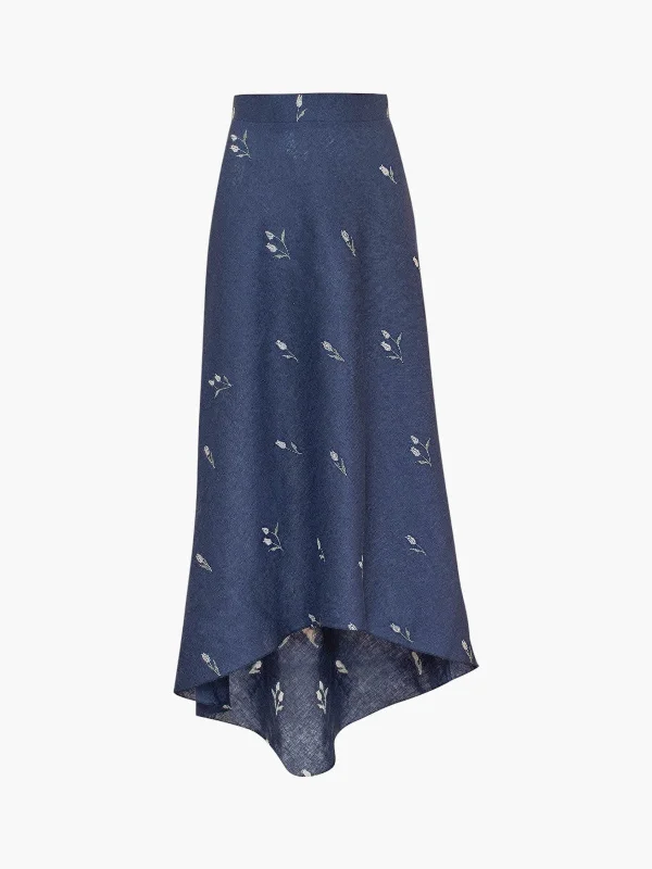 Lovely Tulip High-Low Skirt | Navy lace skirt romantic