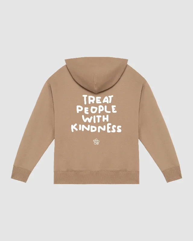 TREAT PEOPLE WITH KINDNESS HOODIE IN DRIFWOOD Hoodie with Tied Waist Feminine Flattering