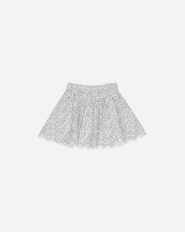 Smocked V Mini Skirt || Ditsy leather skirt modern