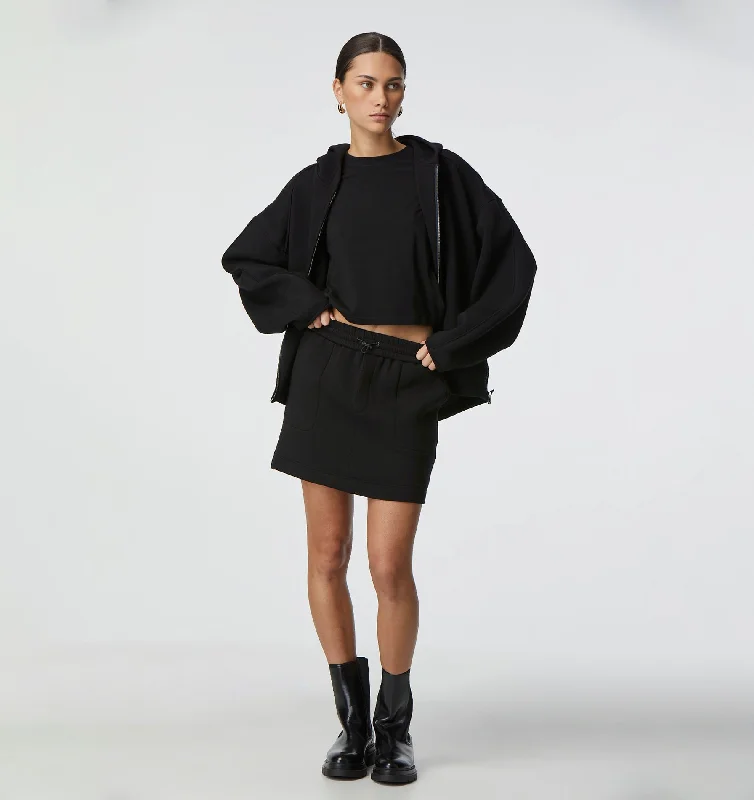 Adelaide Neoprene Mini Skirt - Black velvet skirt glossy