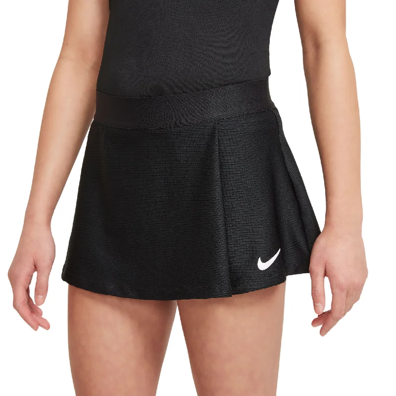 Nike Girls' Dri-FIT Victory Flouncy Skirt (Black/White) elastic waist skirt