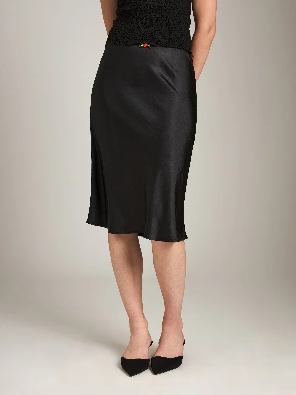 Satin Sandra Trim Bias Skirt cashmere skirt rich