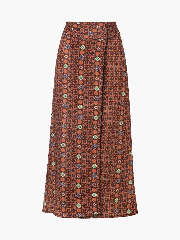 Agave Linen Skirt | Terracota Mosaic chiffon skirt floaty