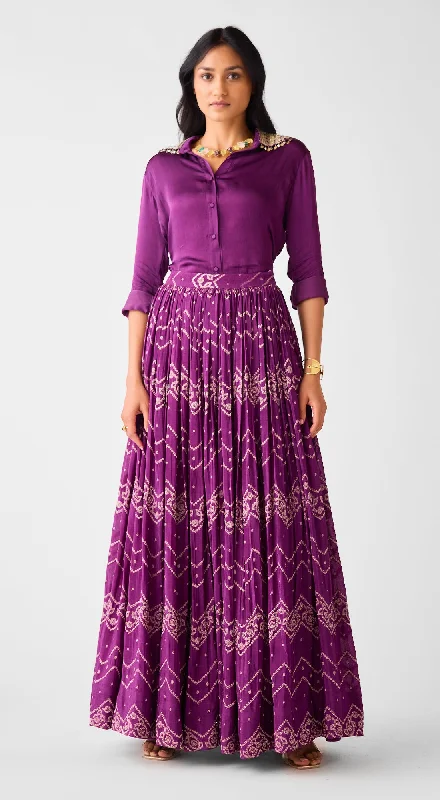 Purple Banarasi Sequins Skirt Set corduroy skirt comfortable