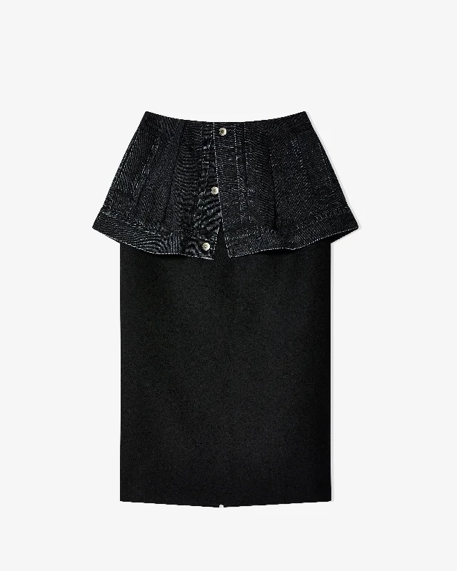 Sacai - Women's Denim X Wool Melton Skirt - (Black) velvet skirt glossy