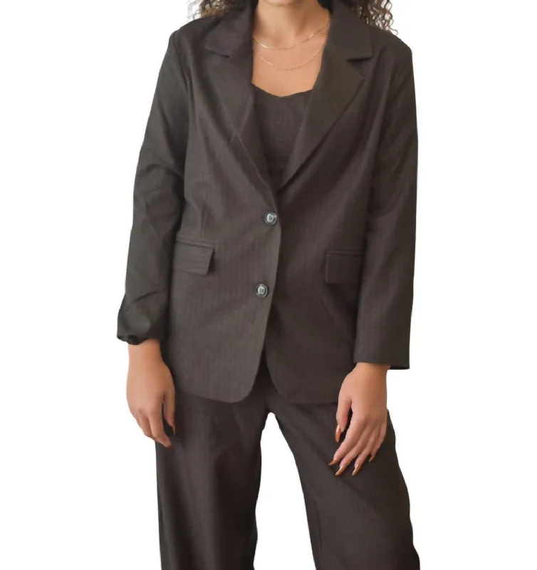 Trust Me Oversize Blazer In Dark Brown Women's Business Blazer