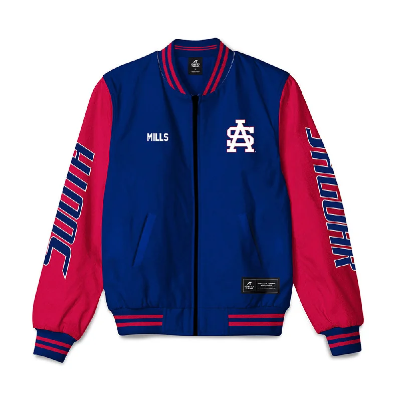 South Alabama - NCAA Women's Track & Field : Karleigh Mills - Bomber Jacket Zip Front Button Front Snap Front