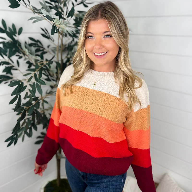 Sweet Treat Knit Long Sleeve Multi Avery Mae Sweater Top Seamless Knitted Crochet