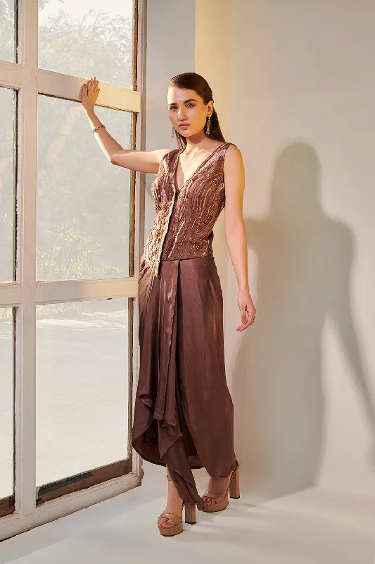 Earthy Brown Jacket And Skirt Set Cotton Jacket Linen Jacket Terry Jacket