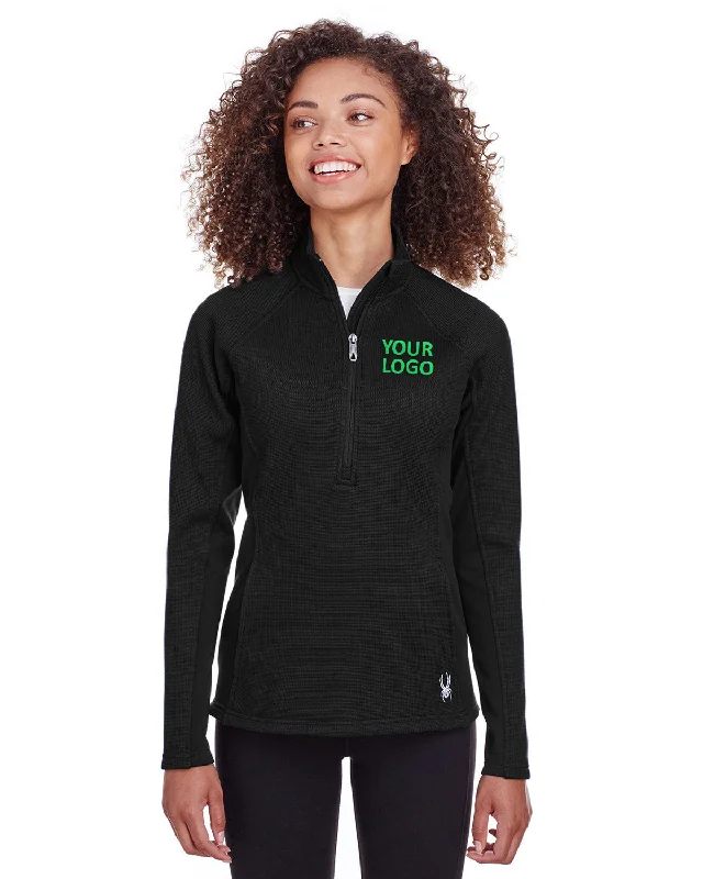 Spyder Ladies Constant Half-Zip Sweaters, Black/ Black Transparent Opaque Sheer