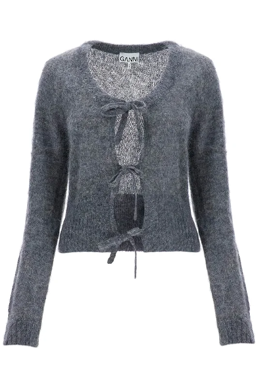mohair cardigan with bow accents K2411 PALOMA MELANGE Handmade Hand-knitted Hand-woven mohair cardigan with bow accents K2411 PALOMA MELANGE Handmade Hand-knitted Hand-woven