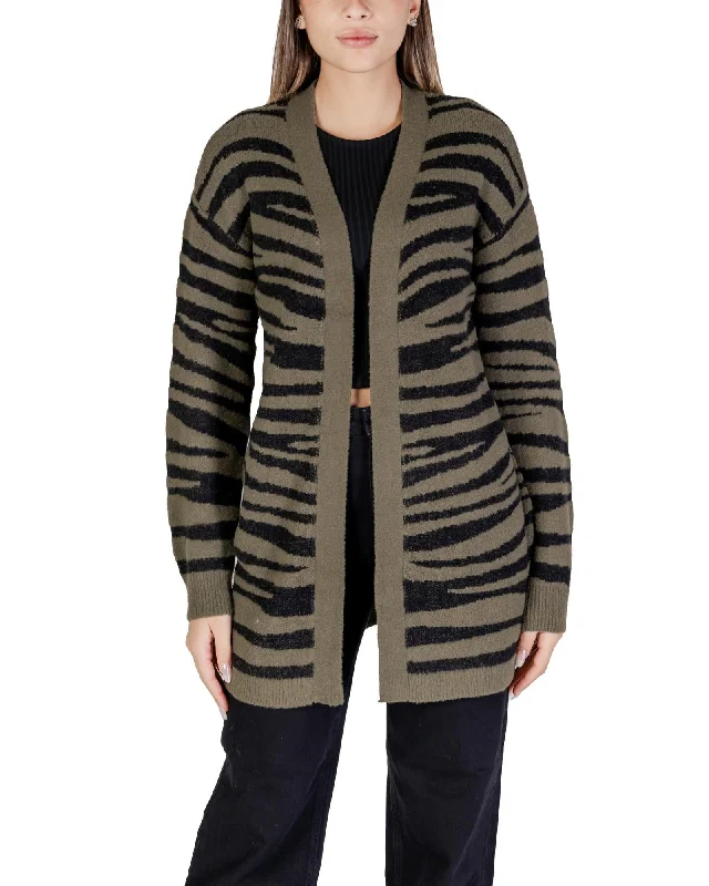 Jacqueline De Yong  Zebra Knit Cardigan Chenille Brocade Lace