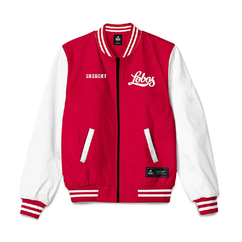 New Mexico - NCAA Women's Track & Field : Alyssa Gregory - Bomber Jacket Welt Pockets Slit Pockets Flap Pockets New Mexico - NCAA Women's Track & Field : Alyssa Gregory - Bomber Jacket Welt Pockets Slit Pockets Flap Pockets