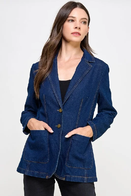 Ellison Slim Denim Blazer Blue Slim Fit Blazer