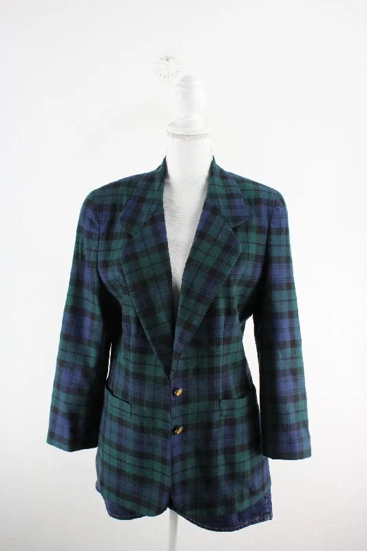 Vintage Checked Blazer (M) Women's Stripe Blazer