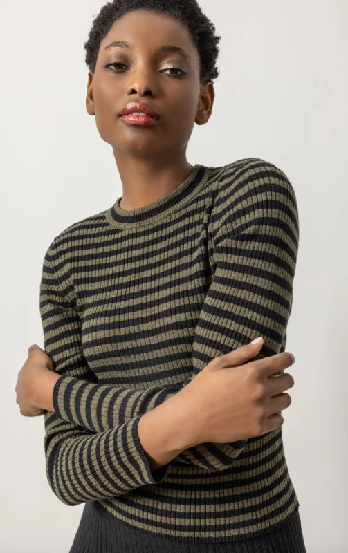 Striped Crewneck Sweater Casual Formal Business