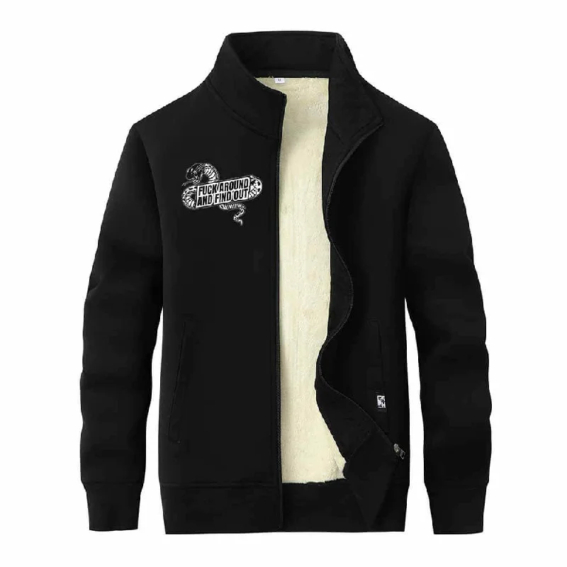 Fuck Around And Find Out Snake Zip Fleece Sherpa Cardigan Neon metallic Matte