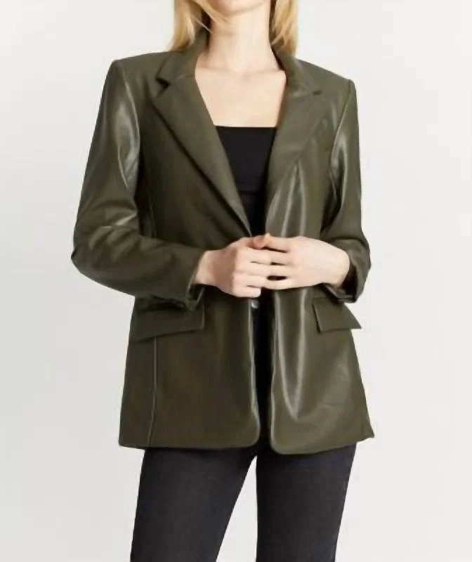 Slim Boyfriend Blazer In Fall Olive Women's Solid Blazer