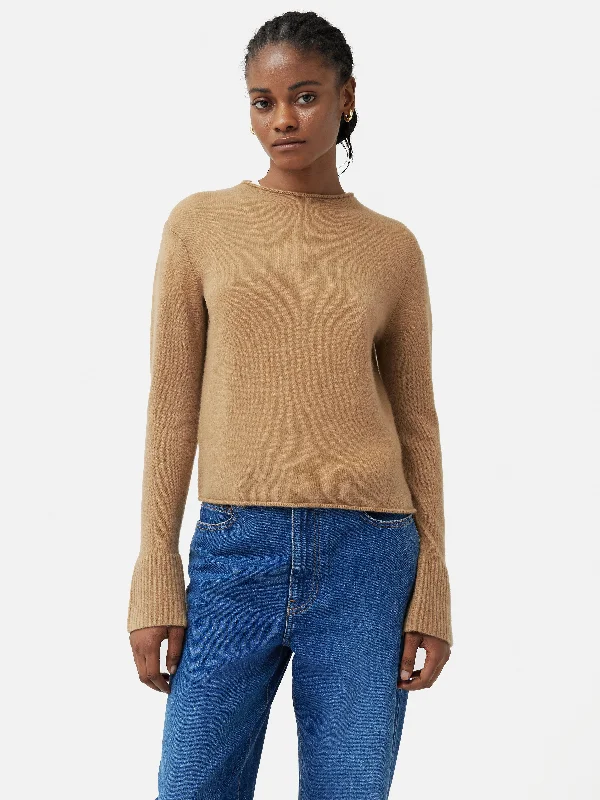 Cloud Cashmere Eldon Jumper | Camel Plaid Sweater Polka Dot Checkered