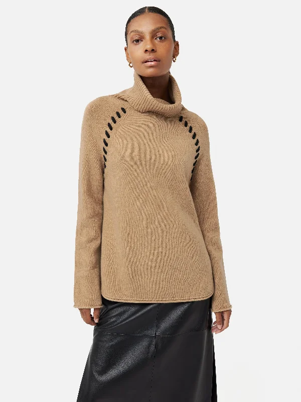 Merino Scoop Hem Jumper | Camel Fitted Loose Oversized